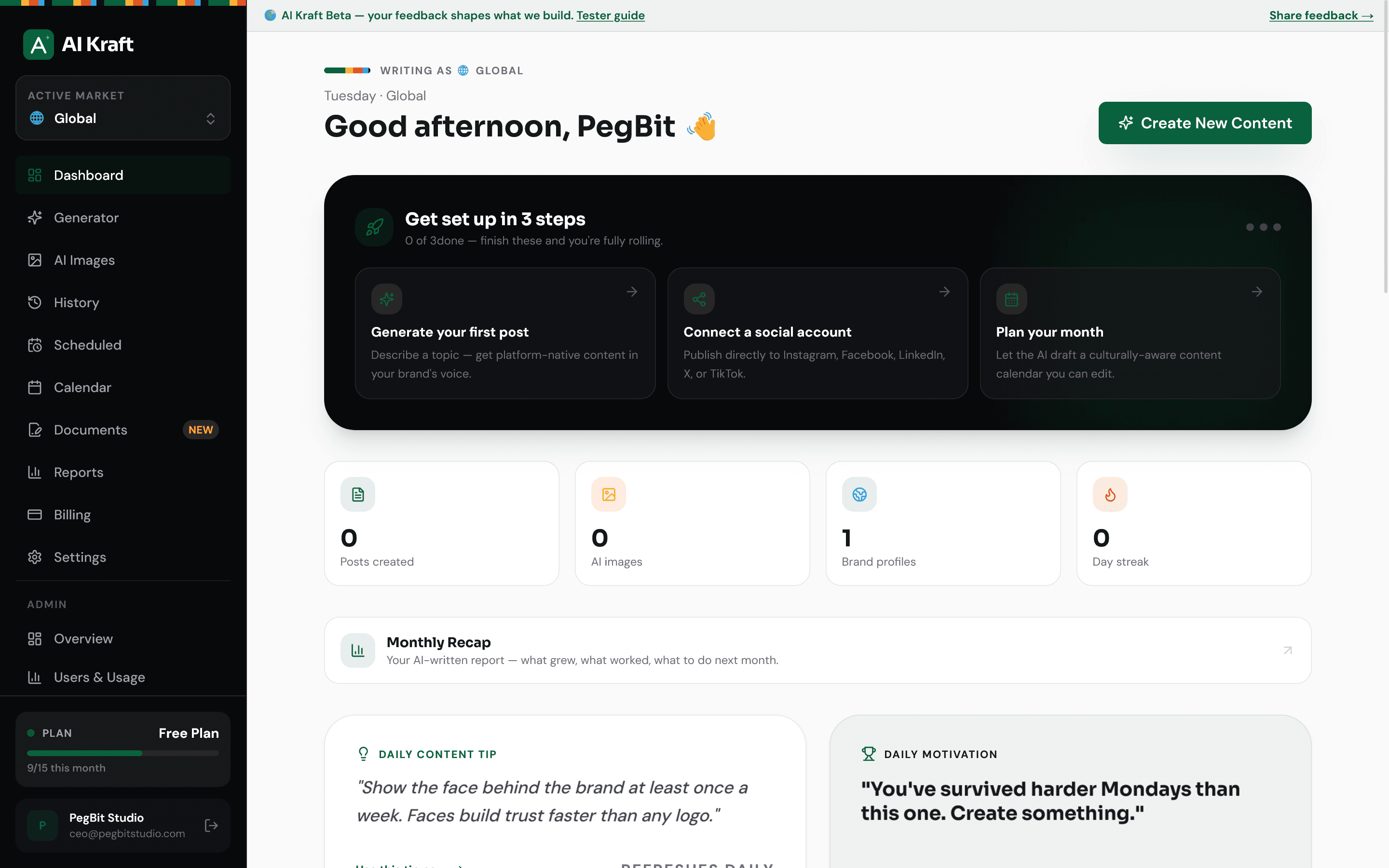 AI Kraft — creative command centre generating native content